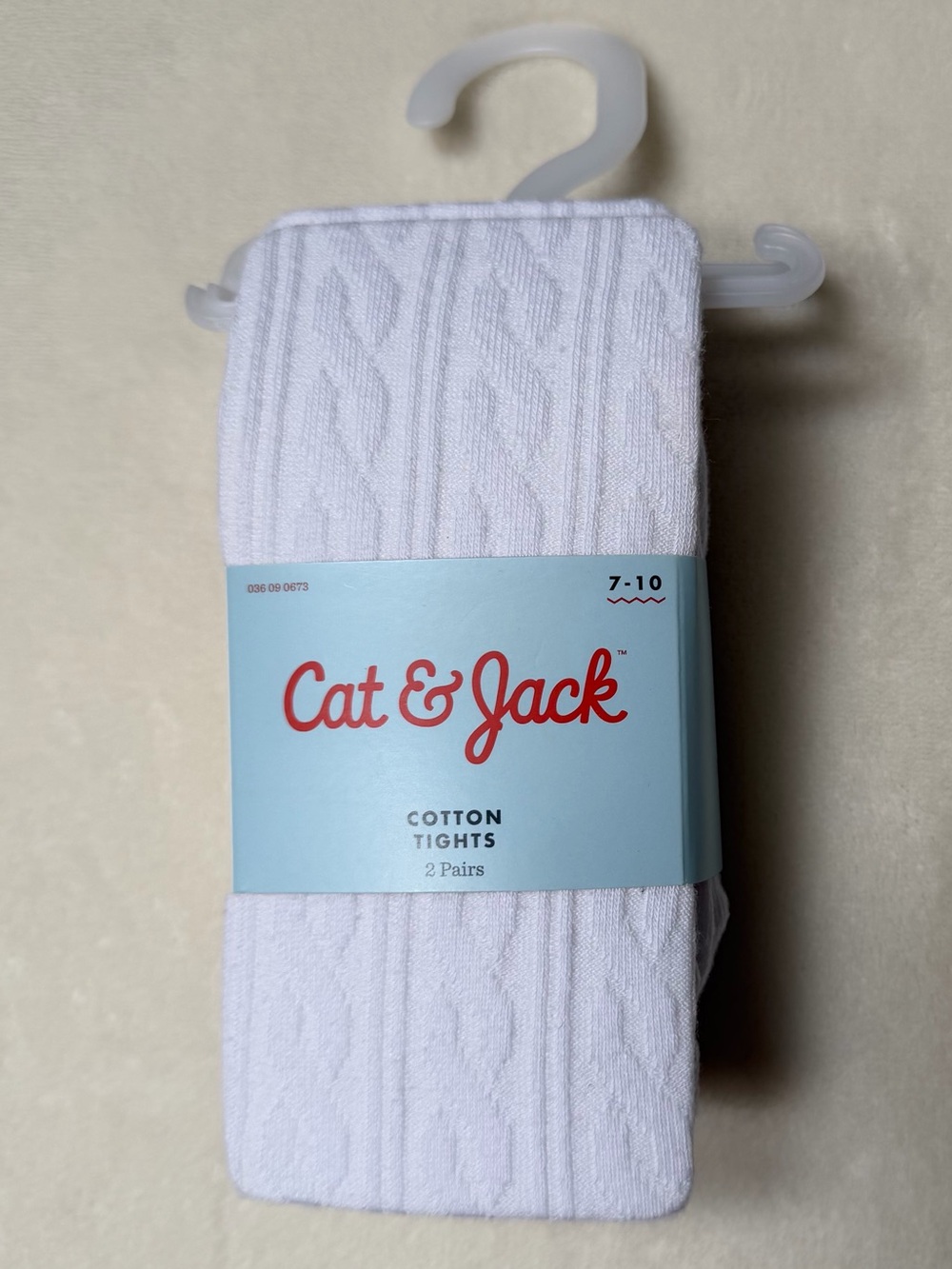 Cat & Jack White Cable-Knit Cotton Tights - 2 Pairs